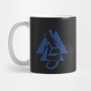 Blue Valknut Cat Silhouette | Norse symbos | Knot Mug